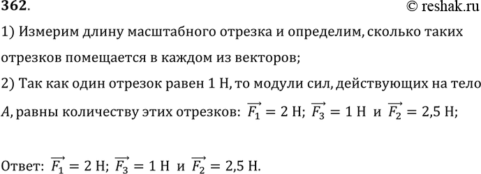 Изображение 362.	Пользуясь масштабом (рис. 78), определите модули сил, действующих на тело...